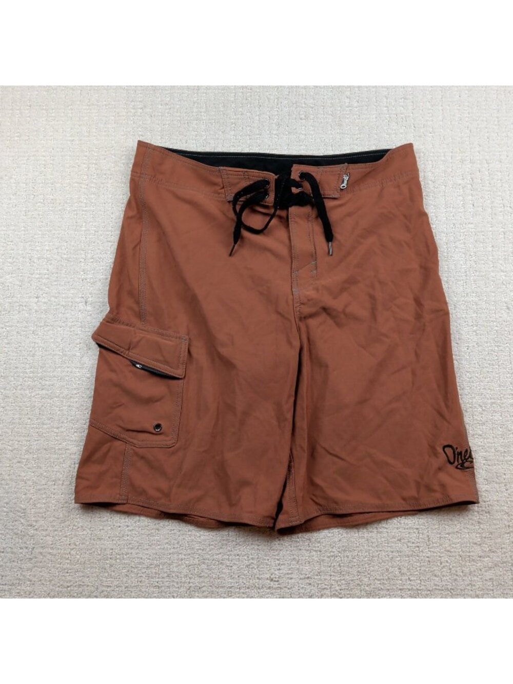 Y2K ONeill Board Shorts Rust Orange Cargo Pocket Swim Trunks Surfer Men Read